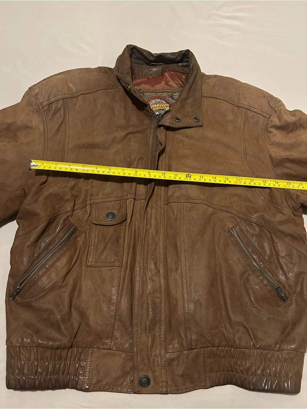 Men's Brown Leather Bomber Jacket - Classic Casual Bomber - Picture 4 of 11